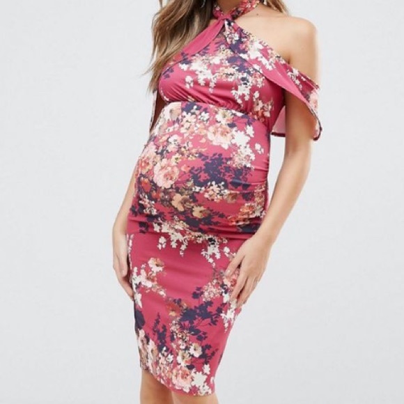 Asos maternity Floral twist ruffle pencil dress S - Picture 8 of 8